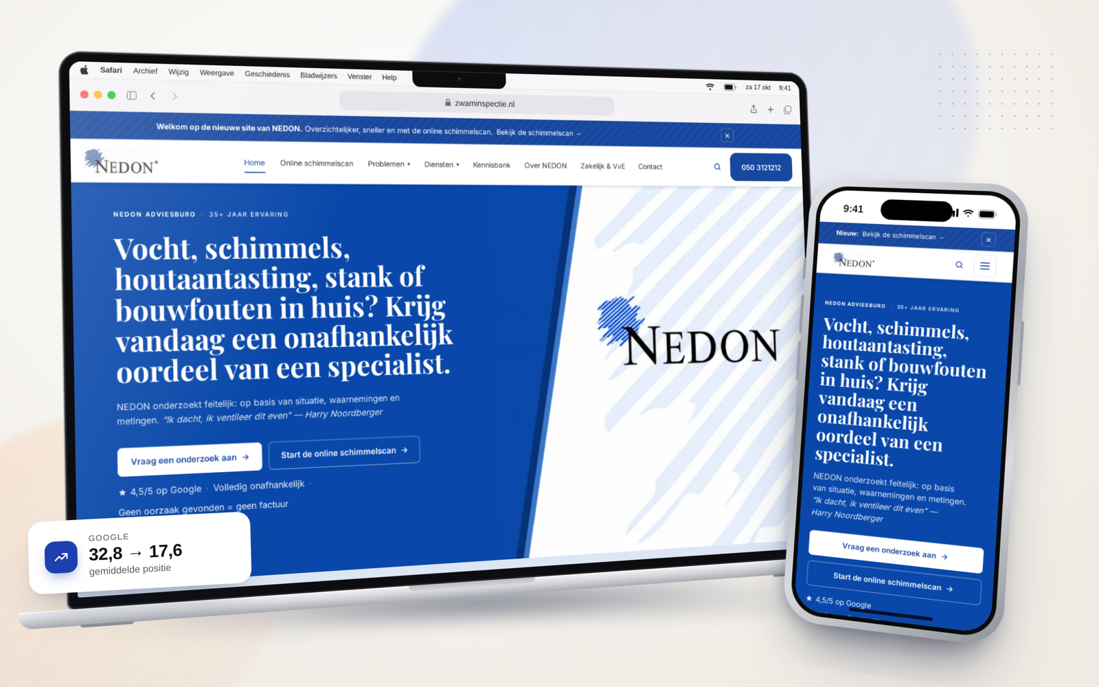 Website van Zwaminspectie (NEDON) op laptop en mobiel