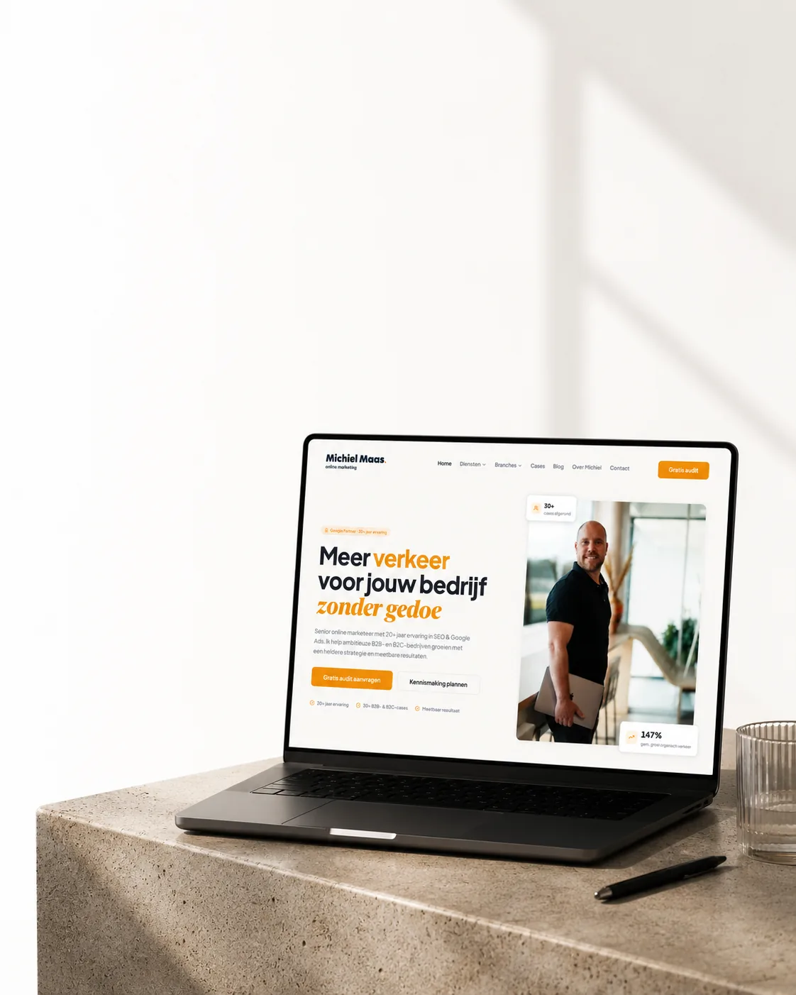 Maatwerk website van Klikstroom op een laptop