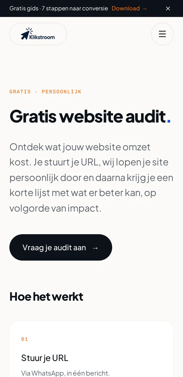 Gratis website audit op een telefoon