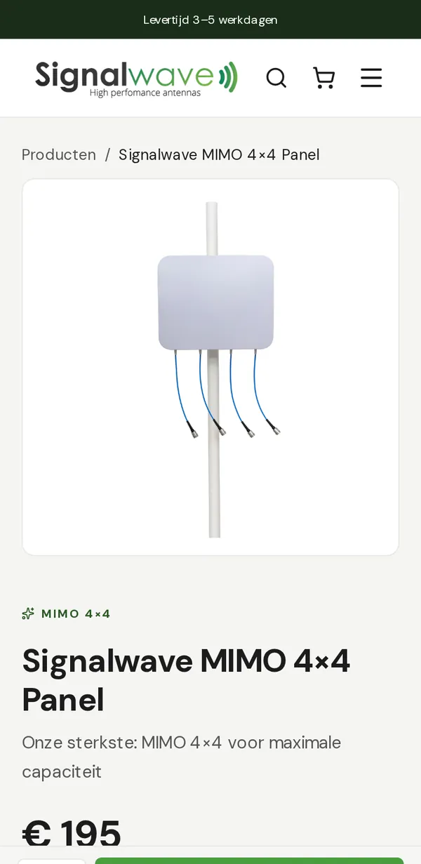 Productpagina van Signalwave op een telefoon